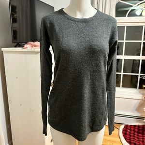 Women’s Sweet Romeo brand gray sweater with detailed sleeves:back